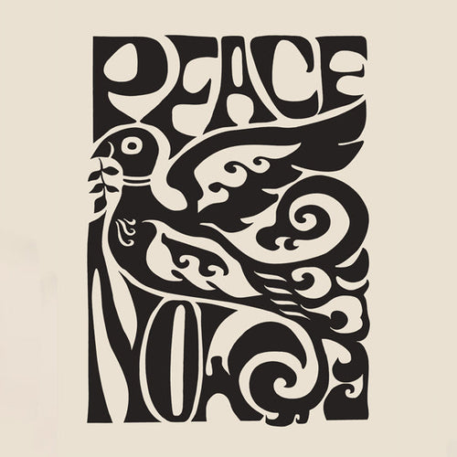 Plakat vintage z typograficzną gołębicą 'Peace Now'