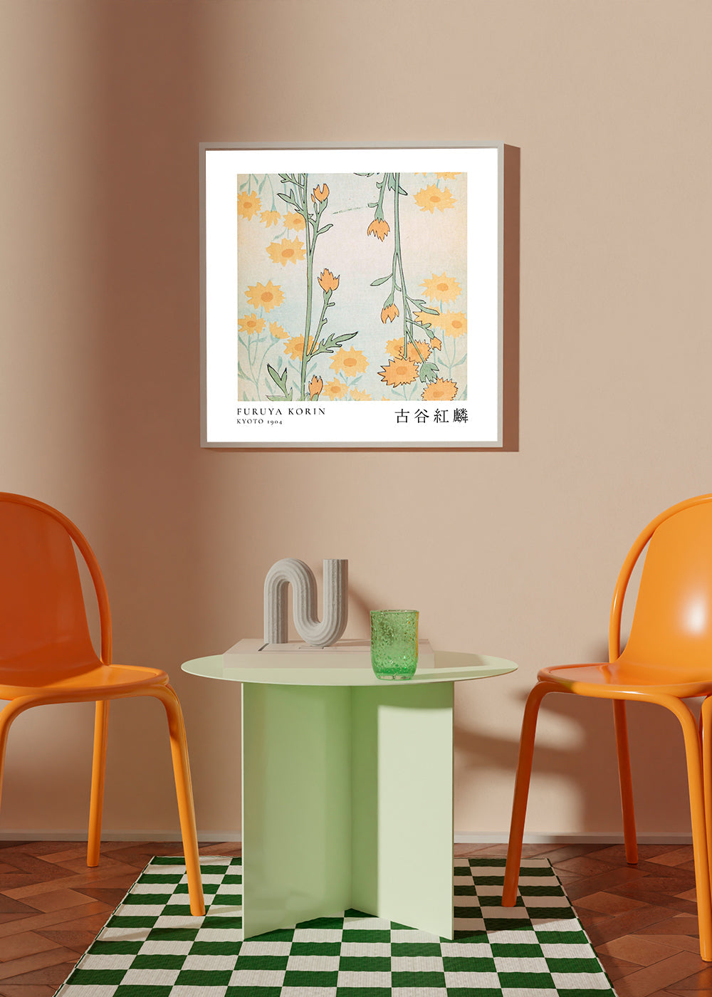 Plakat botaniczny Korin: stylizowane kwiaty japońskie