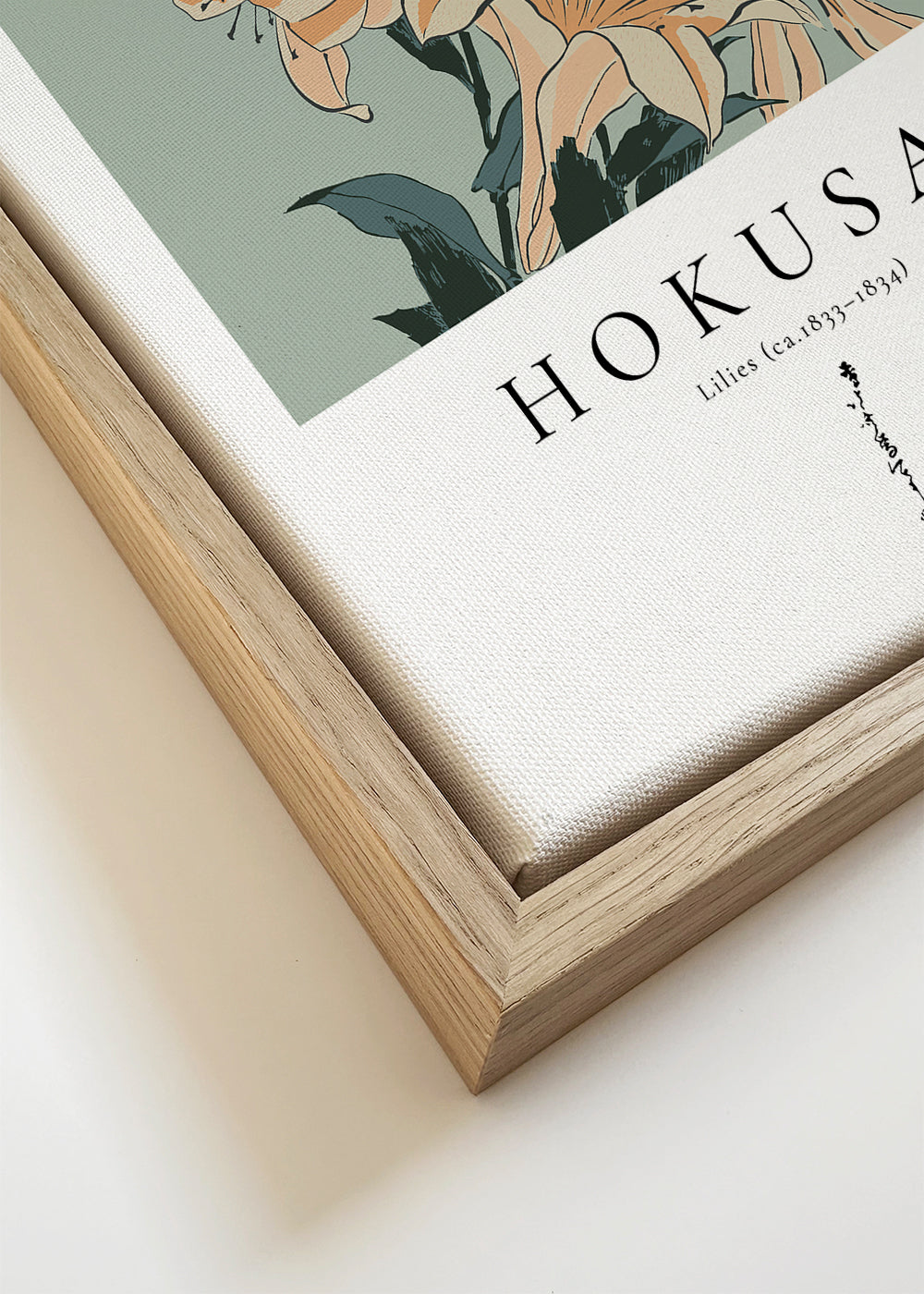 Plakat botaniczny z liliami w stylu Hokusai