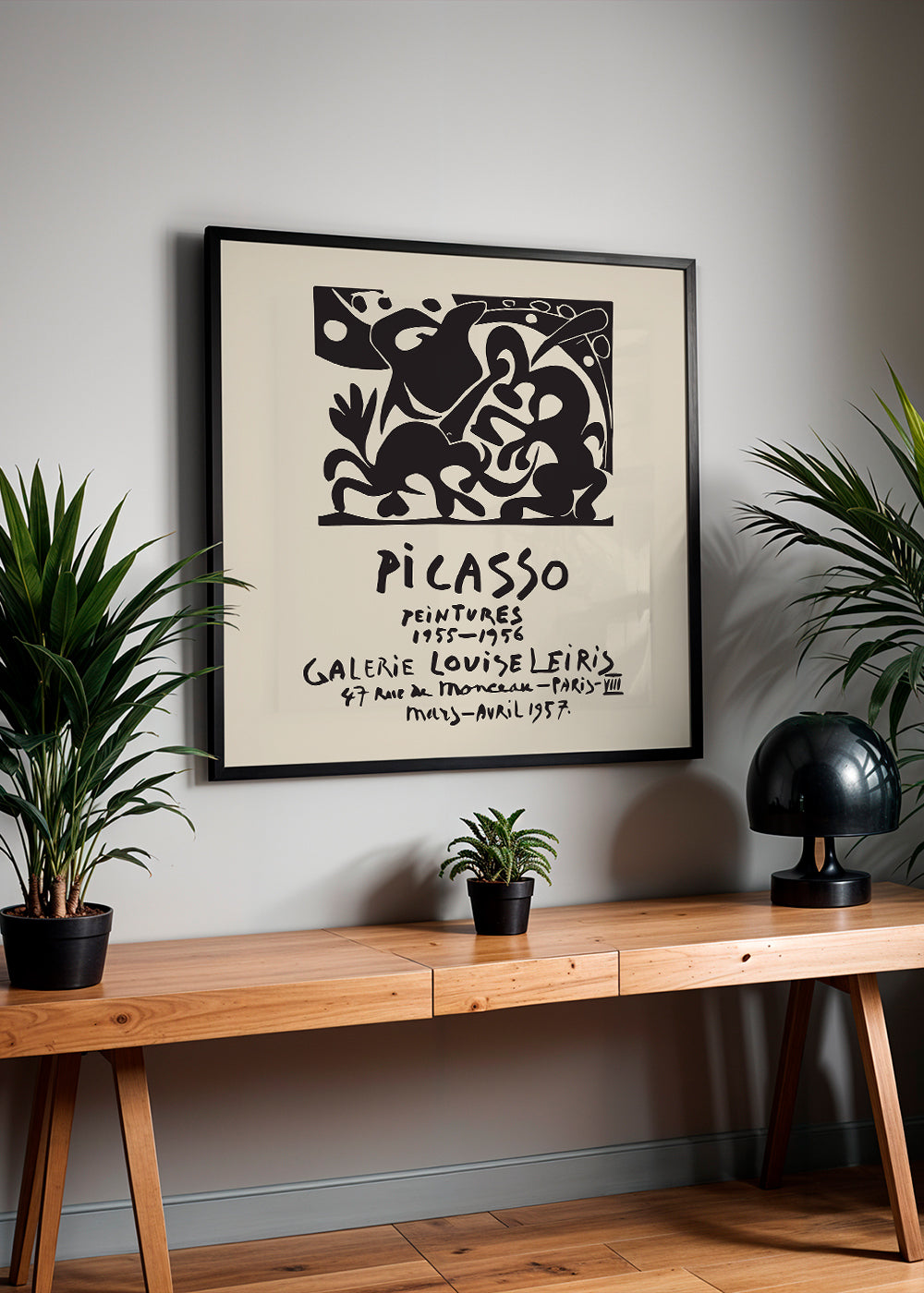 Vintage plakat Picasso czarny i beżowy