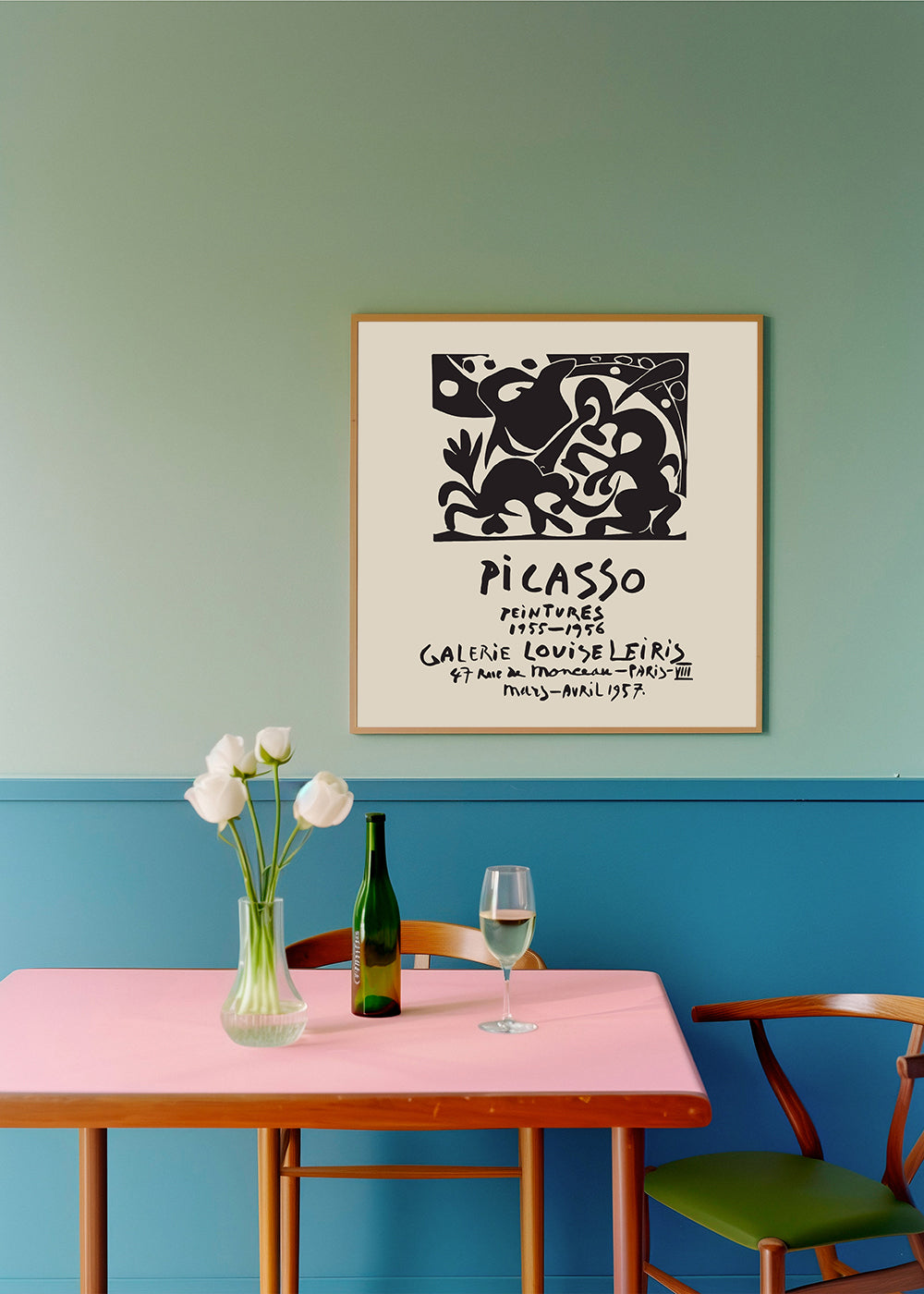 Vintage plakat Picasso czarny i beżowy