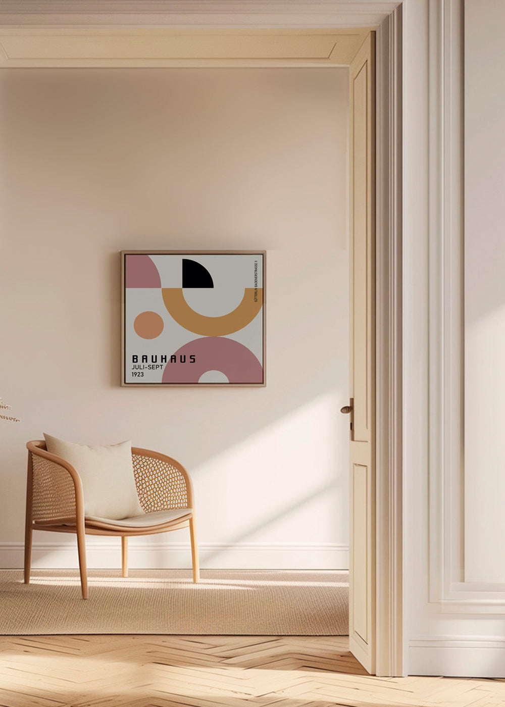 Plakat geometryczny Bauhaus z formami kołowymi