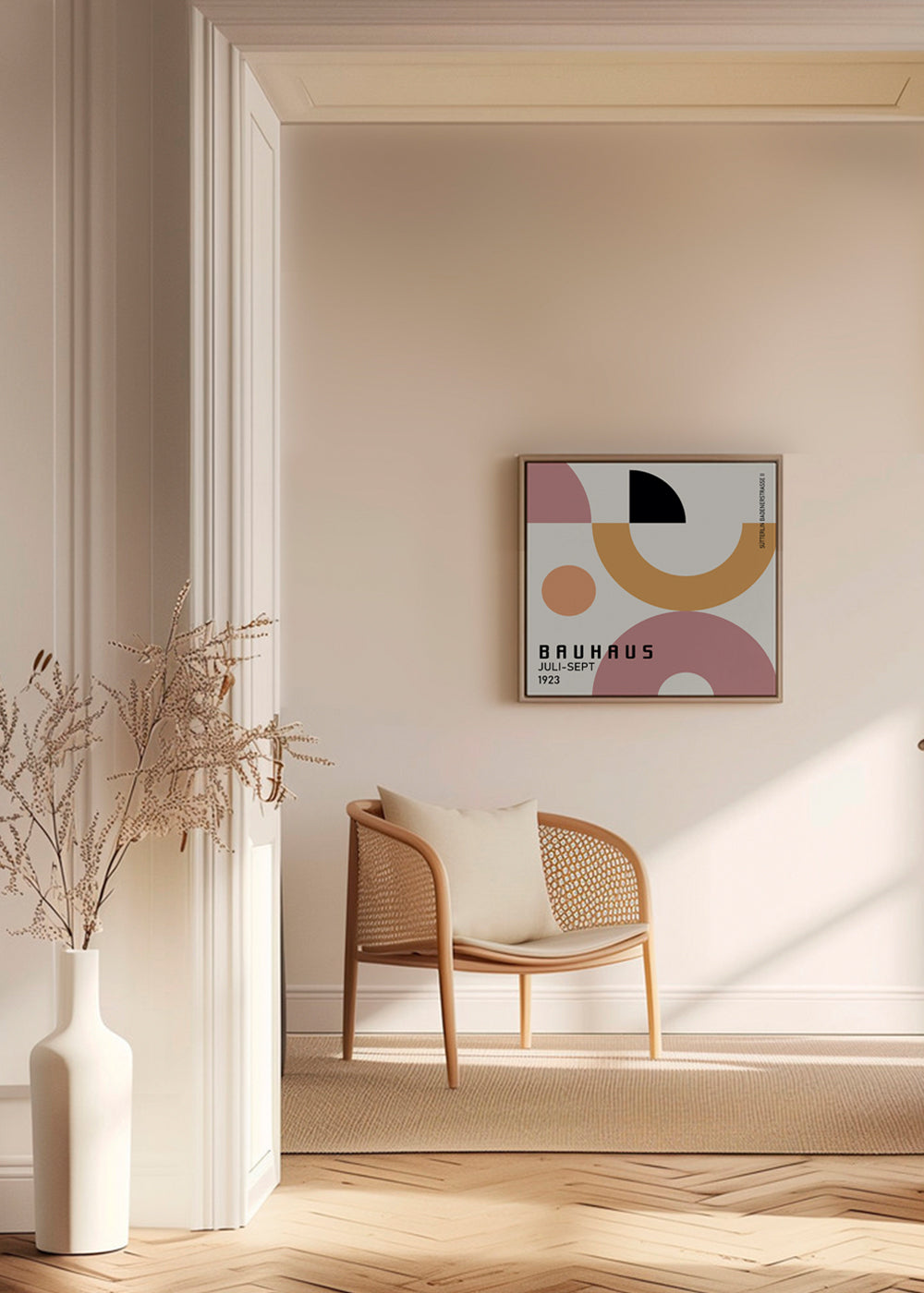 Plakat geometryczny Bauhaus z formami kołowymi