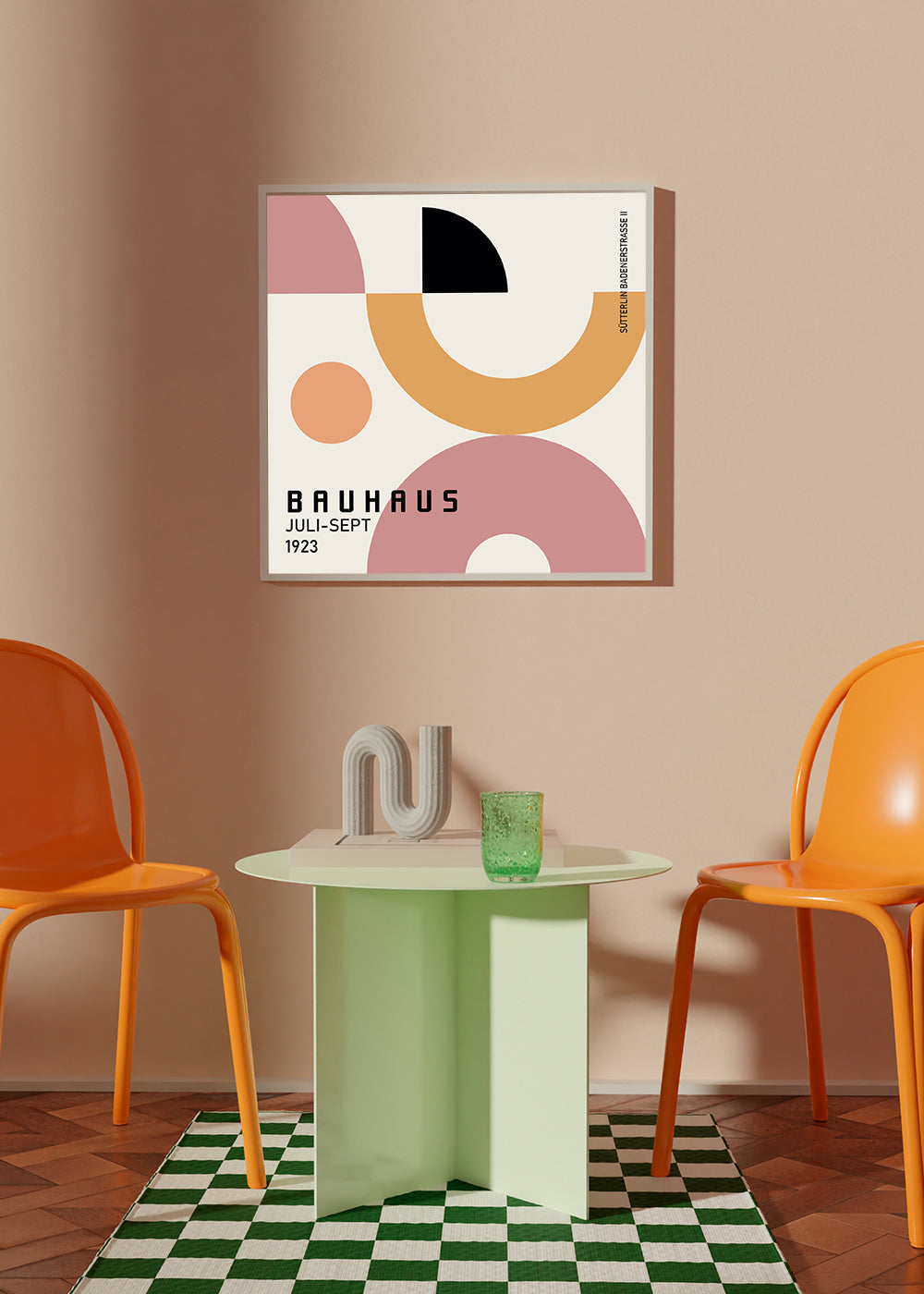 Plakat geometryczny Bauhaus z formami kołowymi