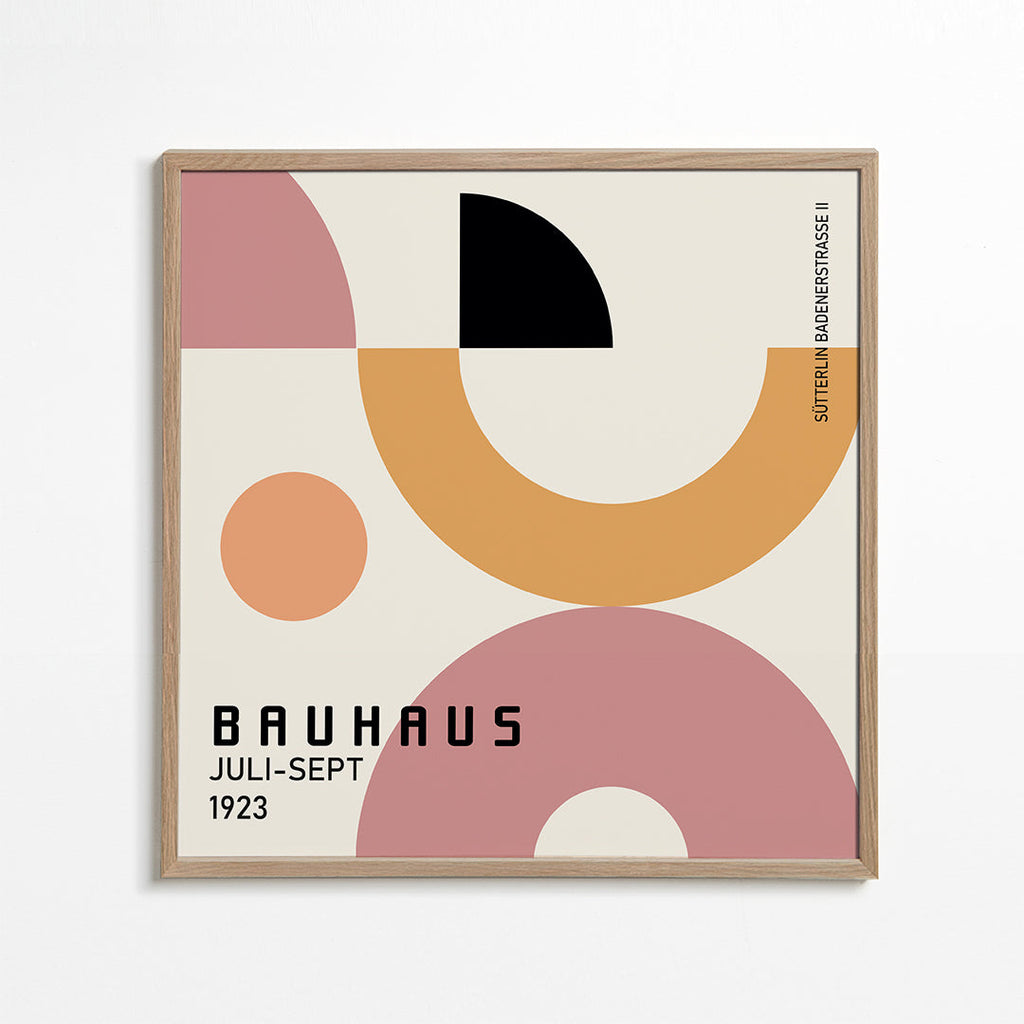 Plakat geometryczny Bauhaus z formami kołowymi