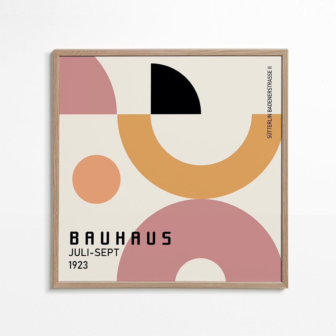Plakat geometryczny Bauhaus z formami kołowymi