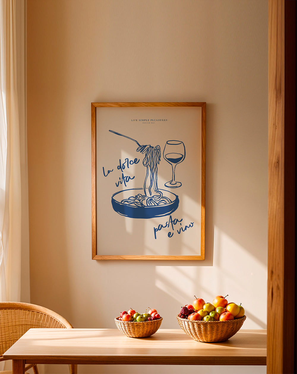 Cuadro de cocina La Dolce Vita makaron i wino