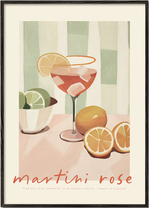 Sztuka do kuchni Martini Rose ilustracyjny koktajl