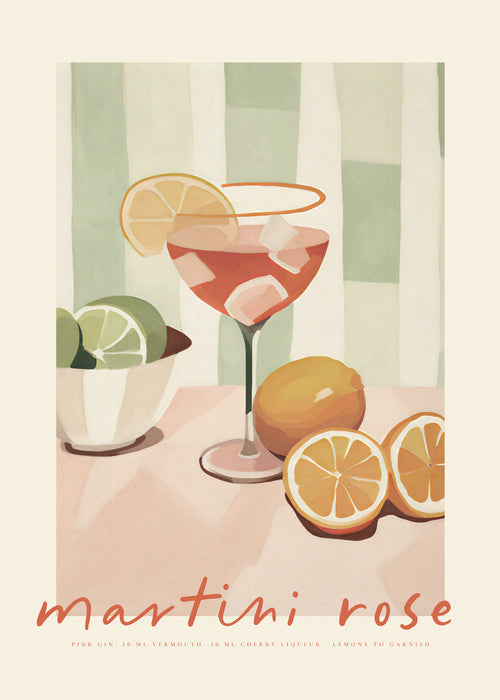 Sztuka do kuchni Martini Rose ilustracyjny koktajl