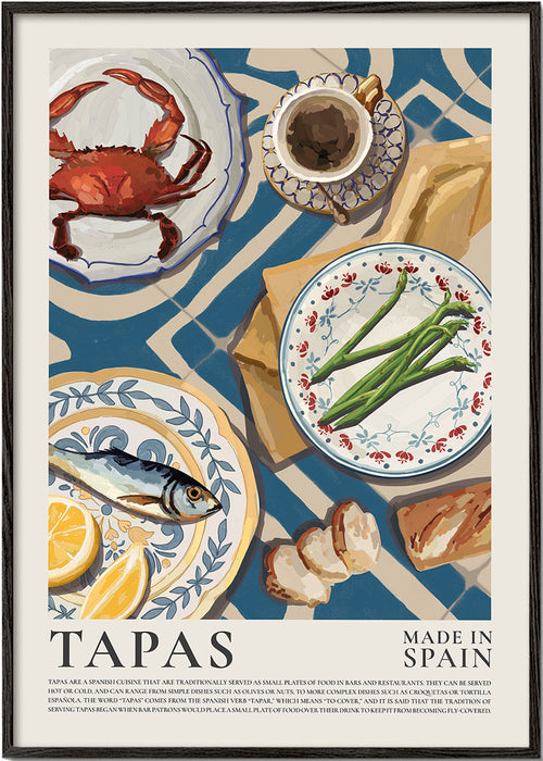 Sztuka do kuchni: tapas na niebieskim obrusie