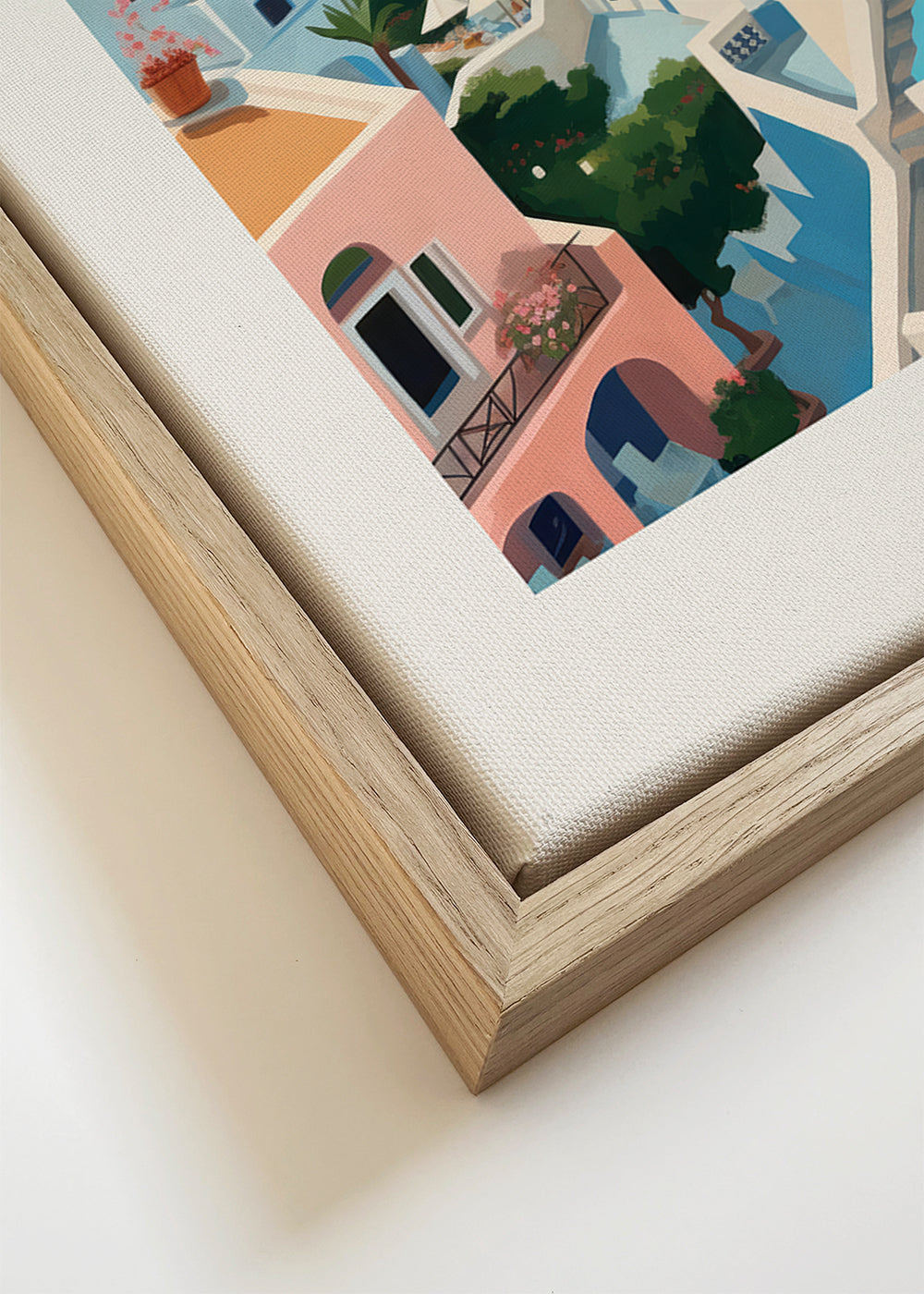Plakat podróżniczy Santorini widok wybrzeża