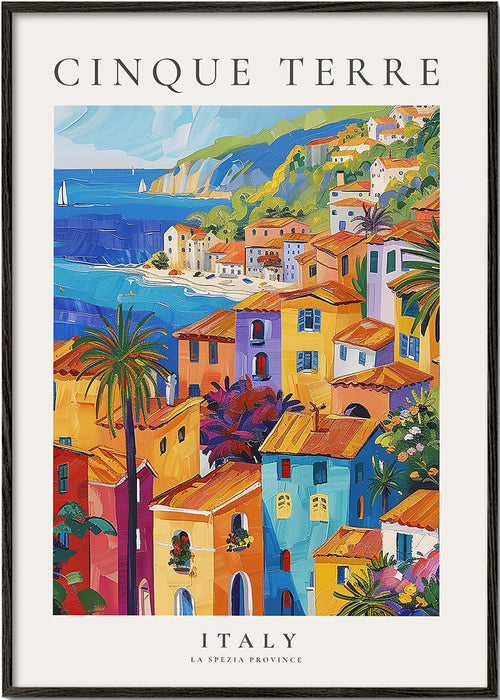 Plakat podróżniczy Cinque Terre kolorowe wybrzeże