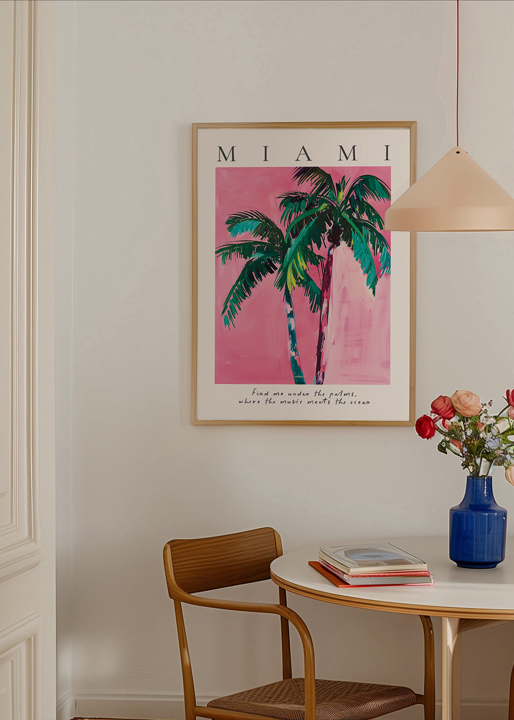 Ilustracja palmy Miami w różu