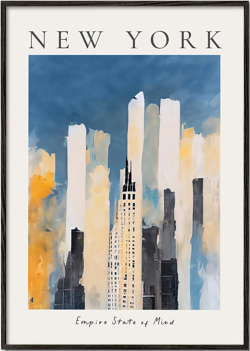 Plakat miasta New York panorama w stylu malarskim