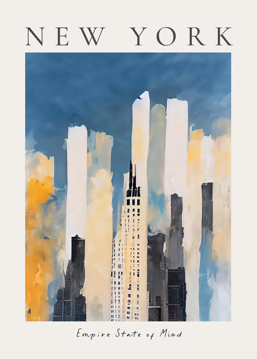 Plakat miasta New York panorama w stylu malarskim