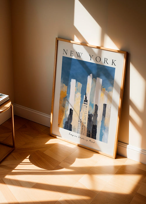 Plakat miasta New York panorama w stylu malarskim