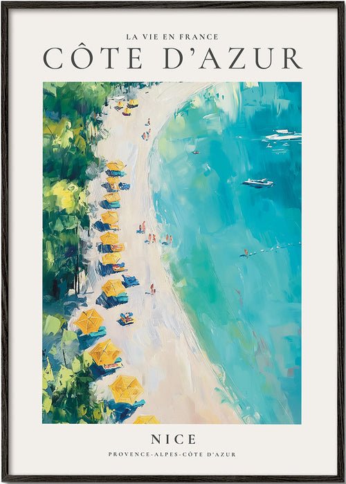 Plakat podróżniczy: plaża Côte d'Azur malowana
