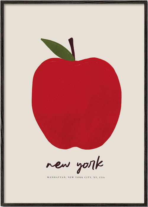 Plakat miasta z czerwoną jabłkiem New York