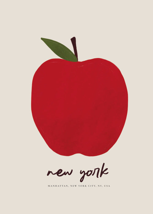 Plakat miasta z czerwoną jabłkiem New York