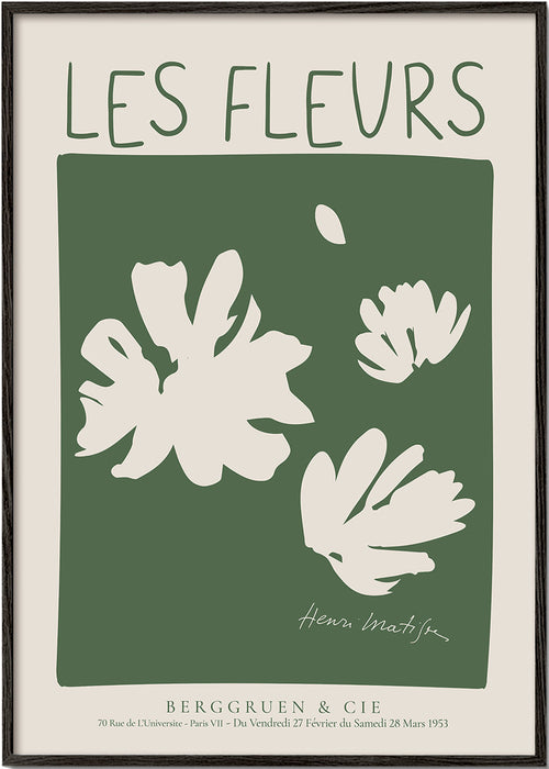 Plakat botaniczny Les Fleurs zielony blok
