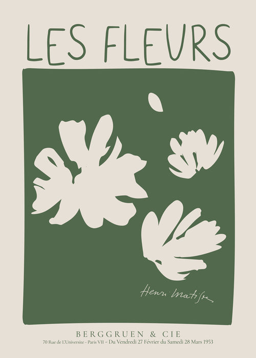 Plakat botaniczny Les Fleurs zielony blok