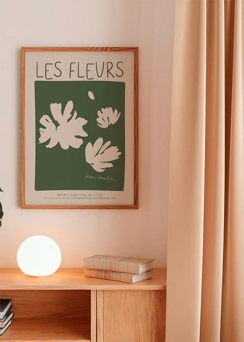 Plakat botaniczny Les Fleurs zielony blok