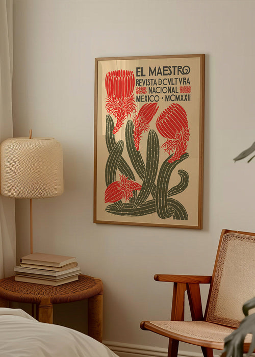 Plakat vintage z kaktusem i meksykańską typografią