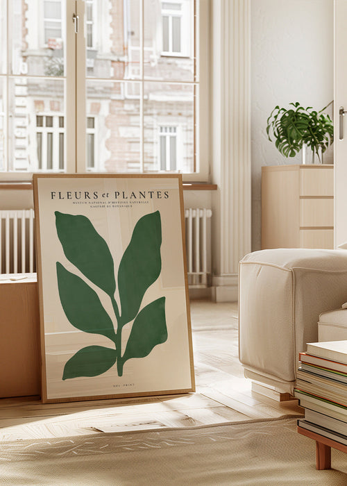 Plakat botaniczny z zielonym liściem
