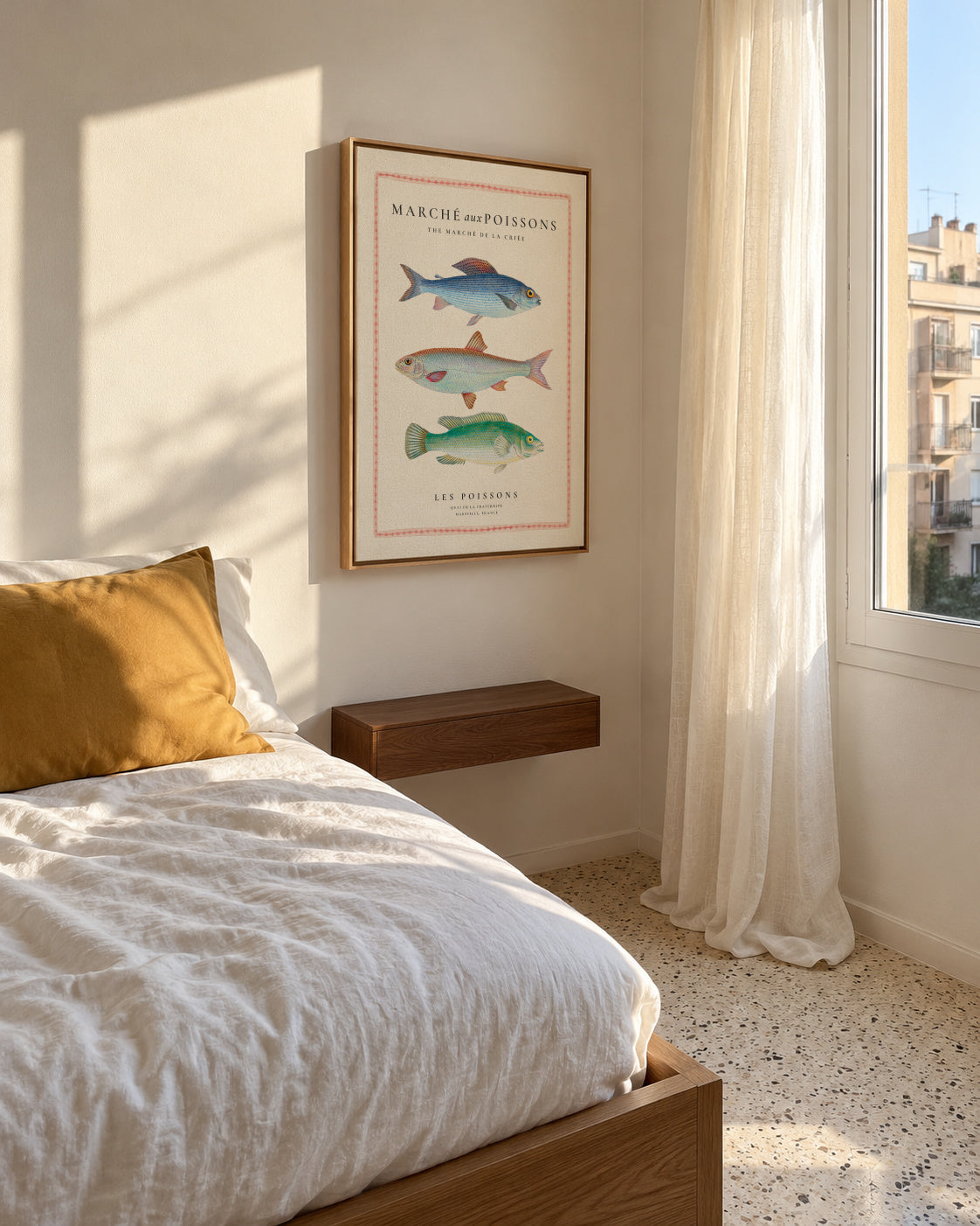 Fish Market (Marche aux poissons) - Framed canvas in an interior