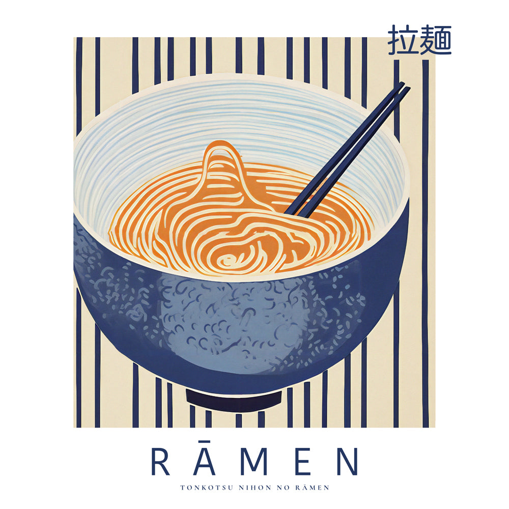 Sztuka do kuchni Ramen ilustracja niebiesko-pomarańczowa