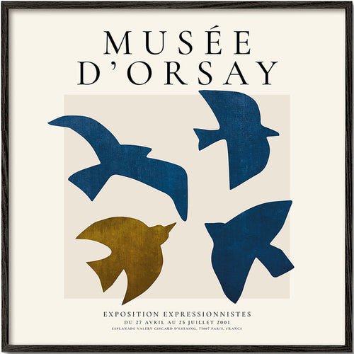 Plakat vintage Musée d'Orsay ze stylizowanymi ptakami