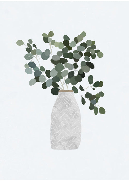 Plakat botaniczny: eukaliptus w minimalistycznym wazonie