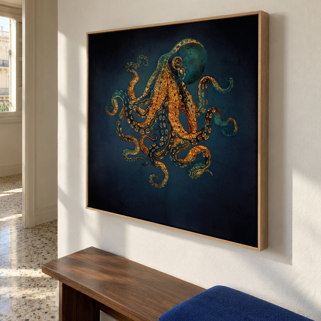 Underwater Dream IV Square - Framed canvas in an interior
