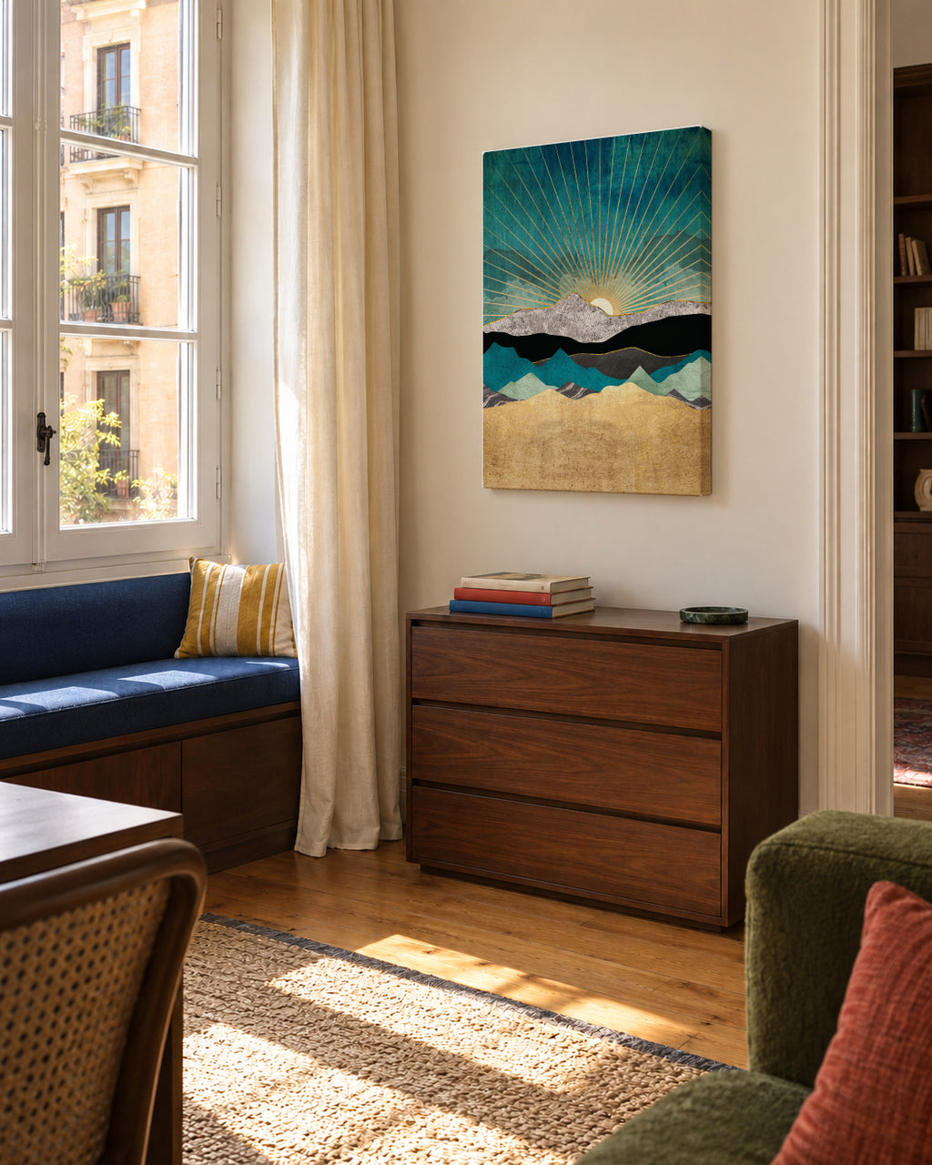Peacock Vista - Unframed canvas in an interior