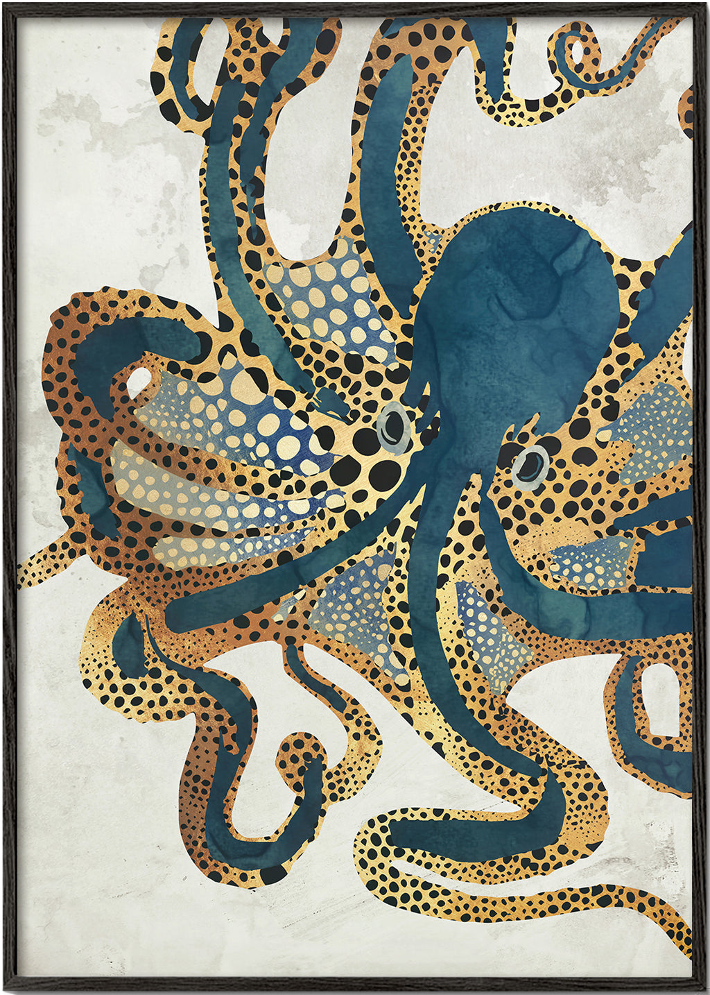 Dekoracyjny plakat niebieski oktopus
