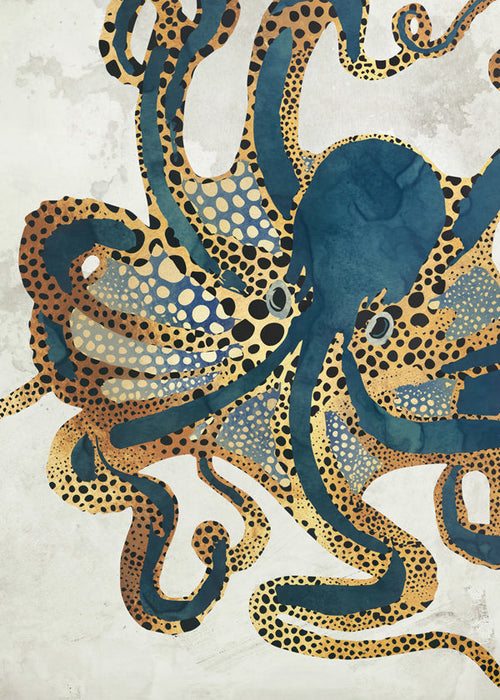 Dekoracyjny plakat niebieski oktopus