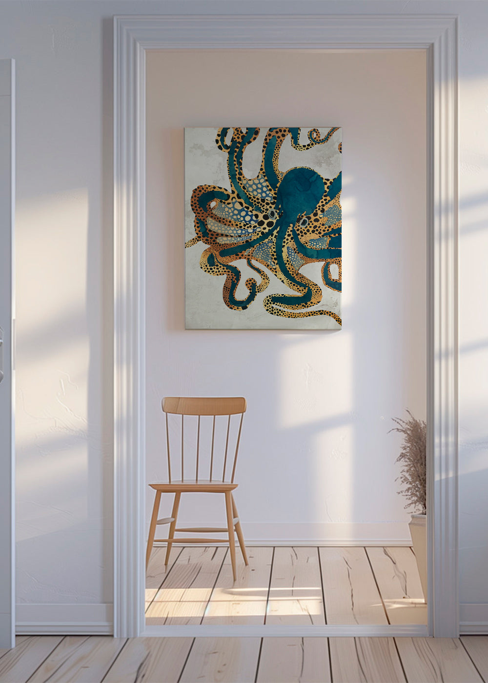 Dekoracyjny plakat niebieski oktopus