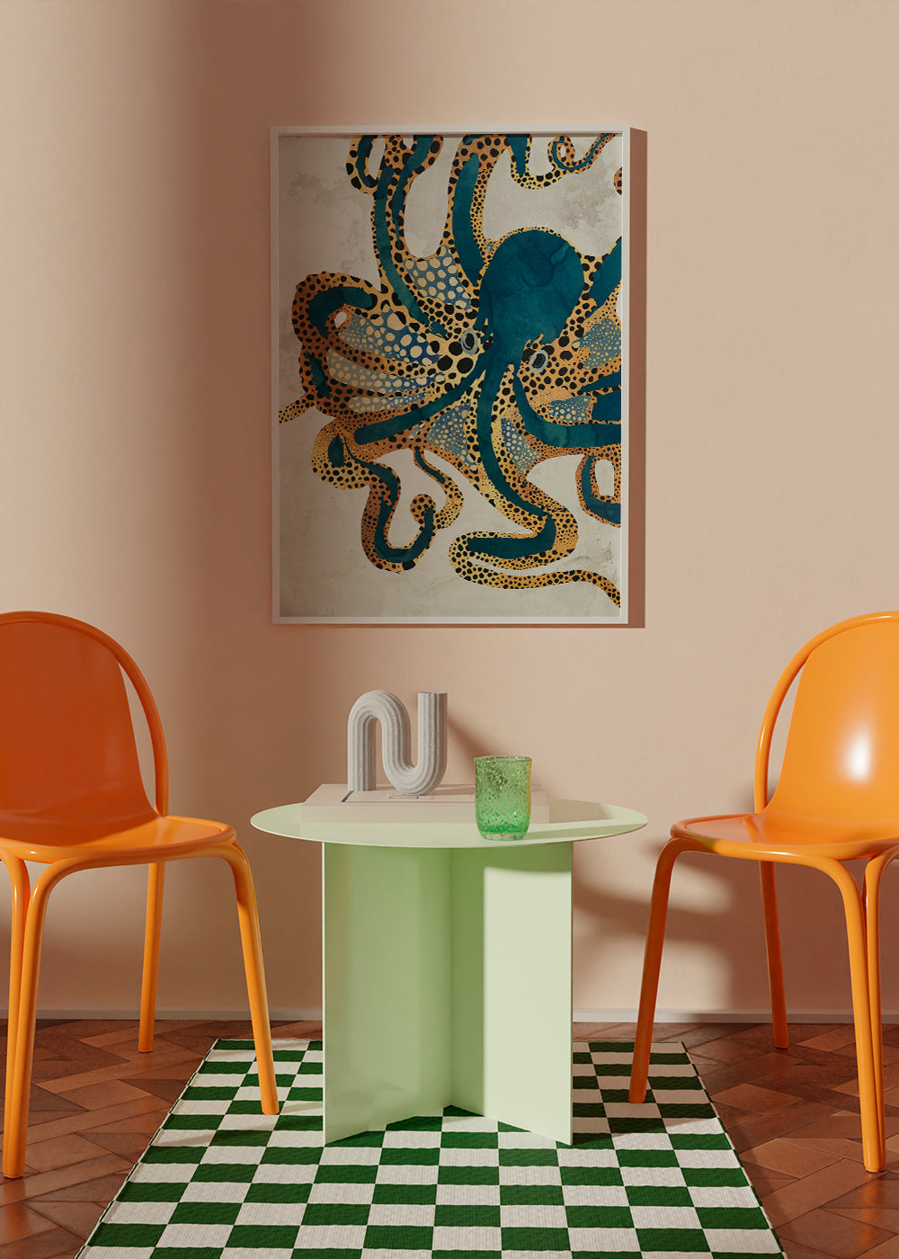 Dekoracyjny plakat niebieski oktopus