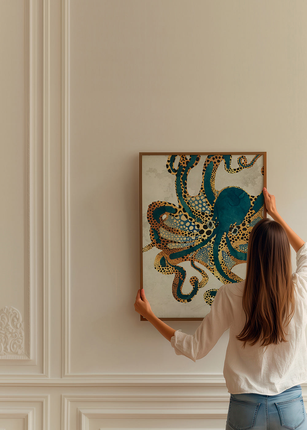 Dekoracyjny plakat niebieski oktopus