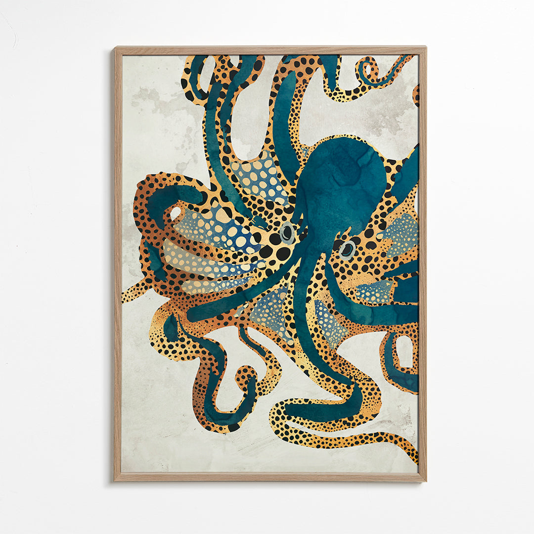 Dekoracyjny plakat niebieski oktopus