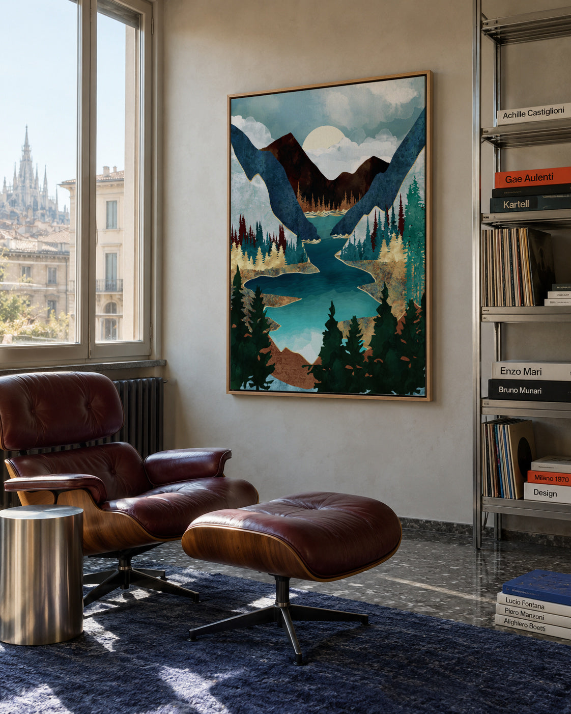 River Vista - Framed canvas in an interior