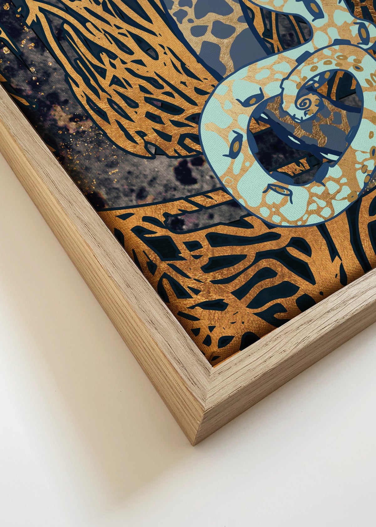 Metallic Octopus II - Framed canvas detail