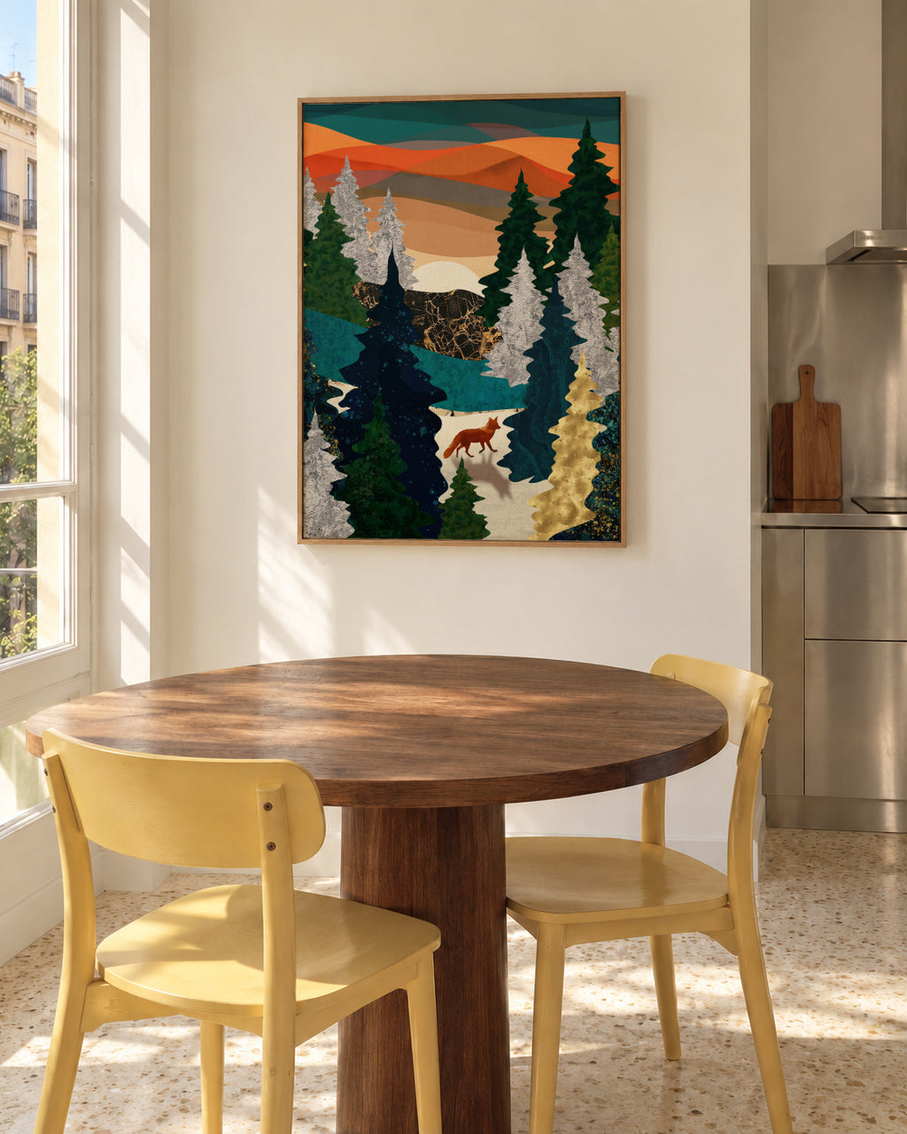Amber Fox - Framed canvas in an interior