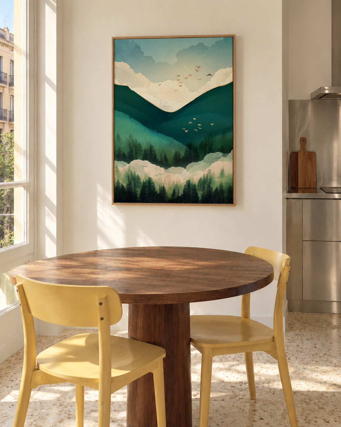 Emerald Hills - Framed canvas in an interior