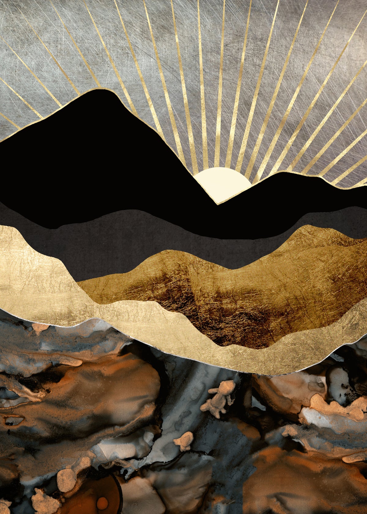 Copper and Gold Mountains - Unframed art print