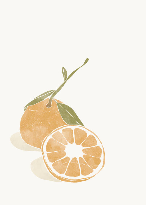 Sztuka do kuchni z minimalistyczną ilustracją pomarańczy