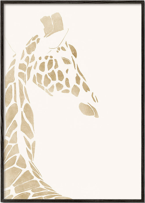 Plakat żyrafa beżowy profil – Black Frame