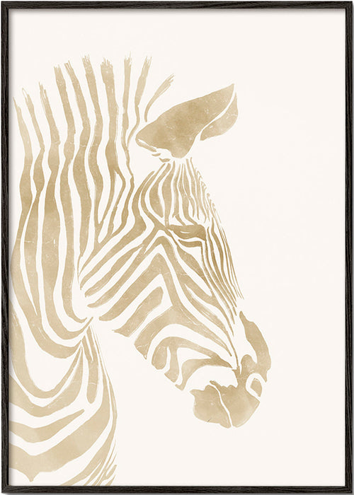 Plakat zebra beżowy minimalistyczny – Black Frame