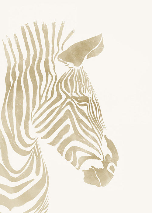 Plakat zebra beżowy minimalistyczny