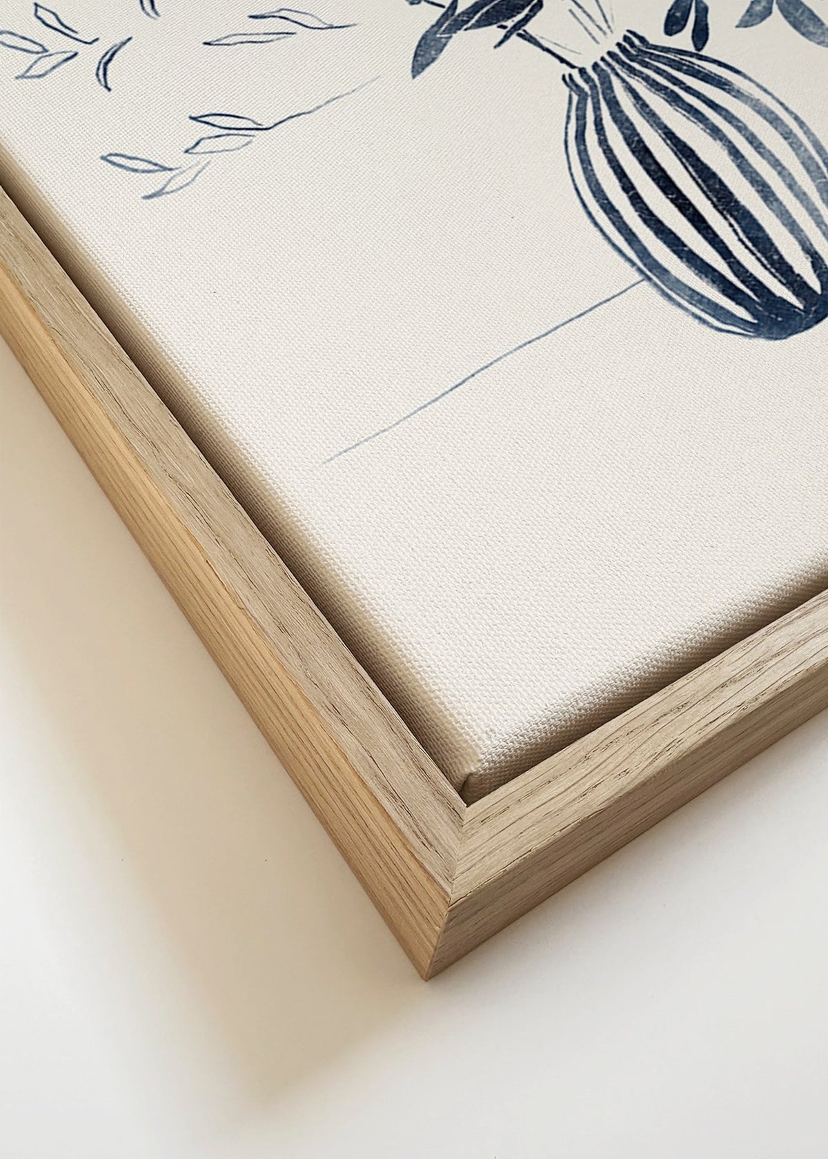 Plakat botaniczny: niebieskie gałązki w wazonie – Canvas detail